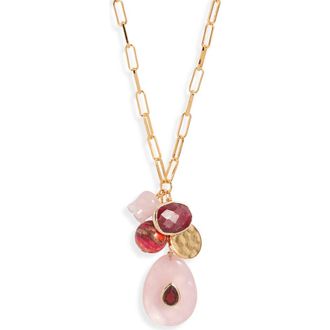 Nest Rose Quartz Charm Necklace in Pink at Nordstrom