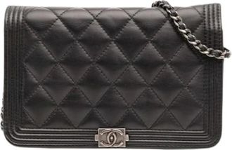 Chanel Pre-owned Cross Body Bags, female, Black, Size: ONE SIZE Pre-owned Leather crossbody-bags