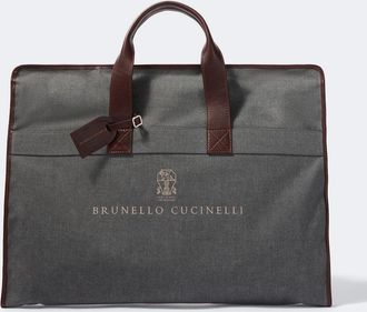 Brunello Cucinelli Leather-trimmed canvas garment bag