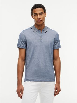 Tommy Hilfiger Mens Regular Fit TH Performance Zip Polo - Navy - XXL
