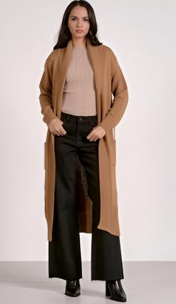 Elan Long Sweater Cardigan In Macchiato