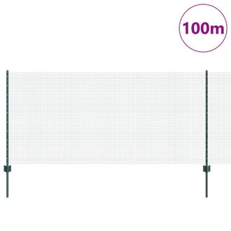 Berkfield Home Welded Wire Fence with 44 U Posts Green 1x100 m Steel