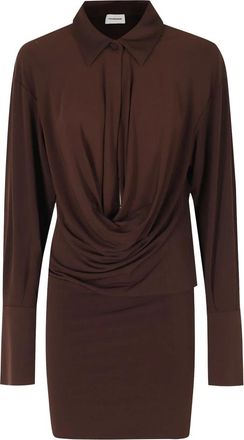 Andamane Kleedjes, Dames, Bruin, S, Polyester, Lilia Mini Jurk