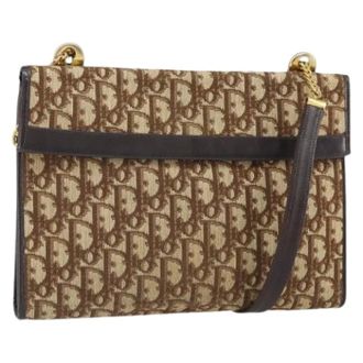 Dior Pre-owned Shoulder Bags, female, Beige, Size: ONE SIZE Pre-owned Vintage Canvas Shoulder Bag