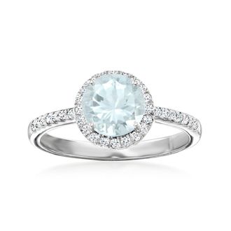 Ross-Simons Aquamarine Ring With. Diamonds in Platinum