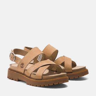 Timberland Sandale TIMBERLAND Clairemont Way CROSS STRAP SANDAL, Damen, Gr. 37,5 (6,5), beige (md bei nubuc), Leder, Schuhe Sandale