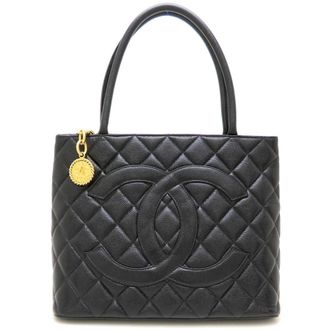 Chanel Black Grained Calfskin Tote Bag (Pre-Owned)