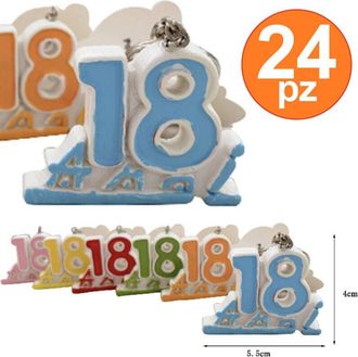 Trade Shop Trade Shop - Set 24 Bomboniera Bomboniere Numero 18 Anni Diciottesimo Compleanno Porta Chiavi