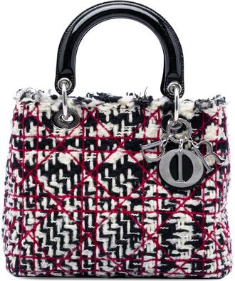 Dior Pre-owned Dior Medium Tweed Cannage Fringe Lady Dior Ladies 02BMA-0161