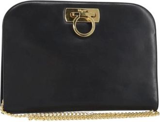 Ferragamo Pre-owned Shoulder Bags, female, Black, Size: ONE SIZE Pre-owned Leather Shoulder Bag