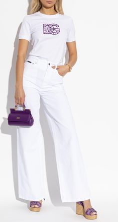 Dolce & Gabbana T-shirt With Logo, Womens, White