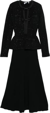 Self Portrait Midi-jurk versierd met strik - Zwart
