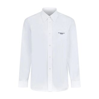 Givenchy Overhemden, Heren, Wit, XL, Katoen, Cotton Logo Shirt