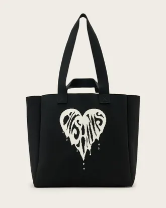 AllSaints Polyester Izzy Heart Large Knitted Tote Bag, Size: One Size