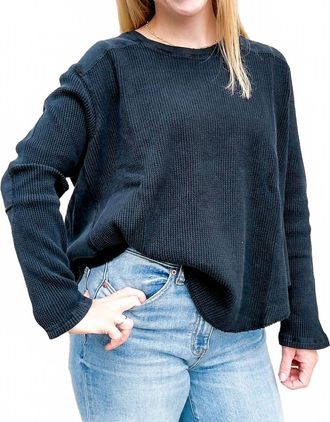 Dear John Denim Harlow Waffle Top In Washed Black