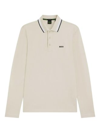 BOSS striped-collar polo shirt - Neutrals