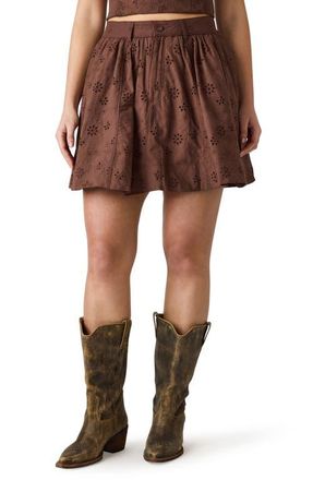 Steve Madden Vanny Floral Eyelet Cotton Miniskirt in Walnut at Nordstrom, Size X-Small