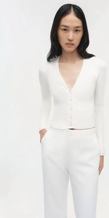 Jonathan Simkhai Ailany Shrunken Cardigan In Ivory