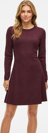 Vila Strickkleid VILA VICOMFY A-LINE O-NECK KNIT DRESS - NOOS, Damen, Gr. XXL, N-Gr, fig detail:melange, Feinstrick, Obermaterial: 51% Viskose, 27% Polyest