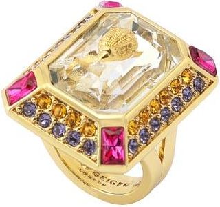 Kurt Geiger Stone Enamel Cocktail Ring in Pink at Nordstrom, Size 7
