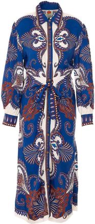 Farm Rio White And Blue Arabesque Scarf Maxi Dress