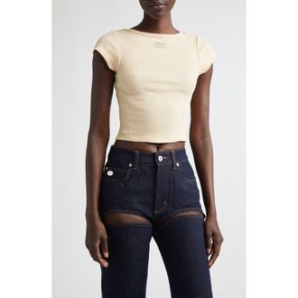 Jean Paul Gaultier Needle Patch Rib Baby Tee in Nude at Nordstrom, Size X-Large