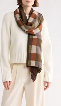 La Fiorentina Checkered Print Lightweight Wrap in Green at Nordstrom Rack