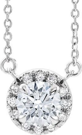 Pompeii3 1/2 Ct Lab Grown Diamond Halo Necklace 14K White Gold