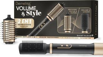 Saint Algue Cepillo Alisador 2 En 1 - Saint Algue - Demeliss Volumen Y Estilo - 1000 W - 3 Temperaturas - Negro / Oro