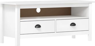 vidaXL Mueble De Tv Hill Madera Maciza De Pino Blanco 110x40x47 Cm Vidaxl