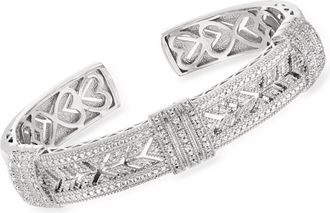 Ross-Simons Diamond Vintage-Style Cuff Bracelet in Sterling Silver