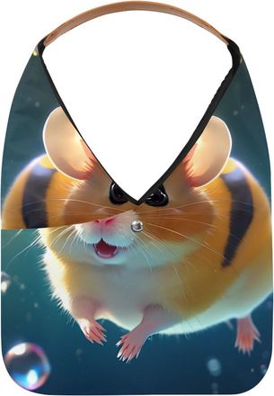 Generic Lovely Hamster Swims Underwater Reusable Lightweight Grocery Bags - Foldable Into Compact Pouch, Washable & Sturdy, Multipurpose for Shopping and Trav