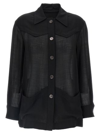 Ferragamo Black Virgin Wool Womens Blouse