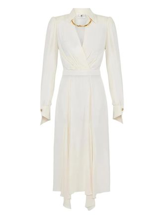 Elisabetta Franchi pleated midi dress - women - Viscose - 40 - Neutrals