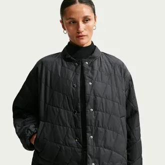 Nike Womens Nike Sportswear Therma-FIT Quilted Barn Jacket in Black | IO8900-010