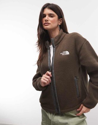 The North Face giacca Fleeski con zip intera in marrone scuro