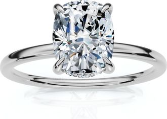 Pompeii3 Certified 2Ct Cushion Hidden Halo Diamond Engagement Ring 14k Gold Lab Grown