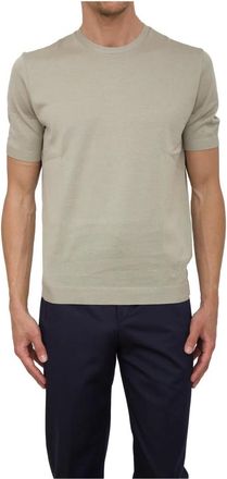 Corneliani Tops, Heren, Beige, M, Katoen, Casual Katoenen T-Shirt voor Mannen