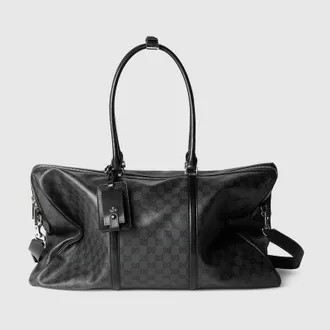 Gucci Essence Classic Large Duffle Bag, Black, Original GG Fabric
