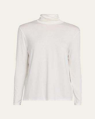 Majestic Filatures Soft Touch Pleated Long-Sleeve Turtleneck