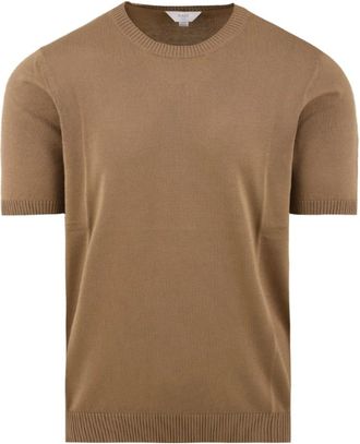 Malo Geschoren T-shirt Trui met Ronde Hals - Heren - Ronde hals truien - Bruin - L - Katoen - Truien & Vesten