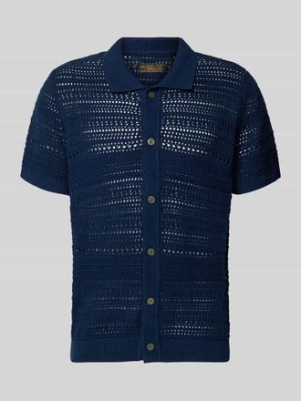 Premium by Jack & Jones Modern Fit Freizeithemd in Strick-Optik mit Knopfleiste in Dunkelblau, Gr&ouml;&szlig;e XXL