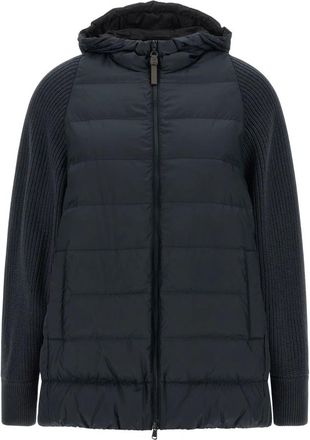 Brunello Cucinelli Jassen, Dames, Blauw, M, Nylon, Nylon Capuchon Donsjas