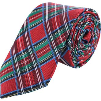 Trafalgar Store Nicholas Tartan Plaid Silk Necktie in Red Tartan Plaid at Nordstrom