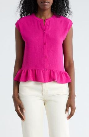 Bobeau Airflow Sleeveless Button-Up Top in Very Berry at Nordstrom Rack, Size X-Large