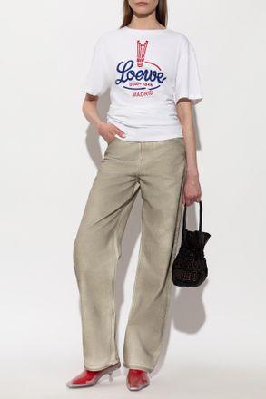 Loewe T-shirt With A Crinkled Effect, Womens, White