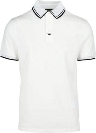 Emporio Armani White Striped Cotton Polo Shirt