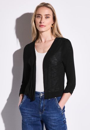 Street One Shirtjacke STREET ONE Style Suse, Damen, Gr. 46, schwarz, Jersey, Obermaterial: 91% Viskose, 9% Elasthan, unifarben, regular fit taillenbedeckt, V-Aus