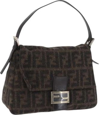Fendi Pre-owned Vintage Schoudertas - Dames - Vintage Schoudertas - Bruin - ONE Size - Wol - Vintage