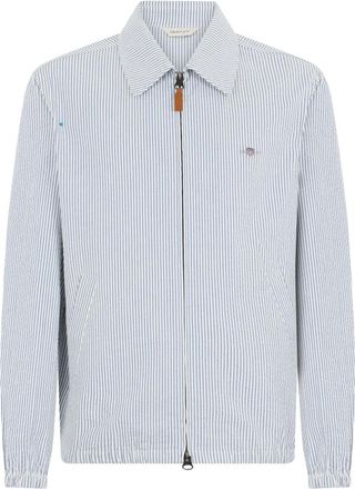 GANT Light Jackets, male, Blue, Size: XL Seersucker Windcheater Jacket